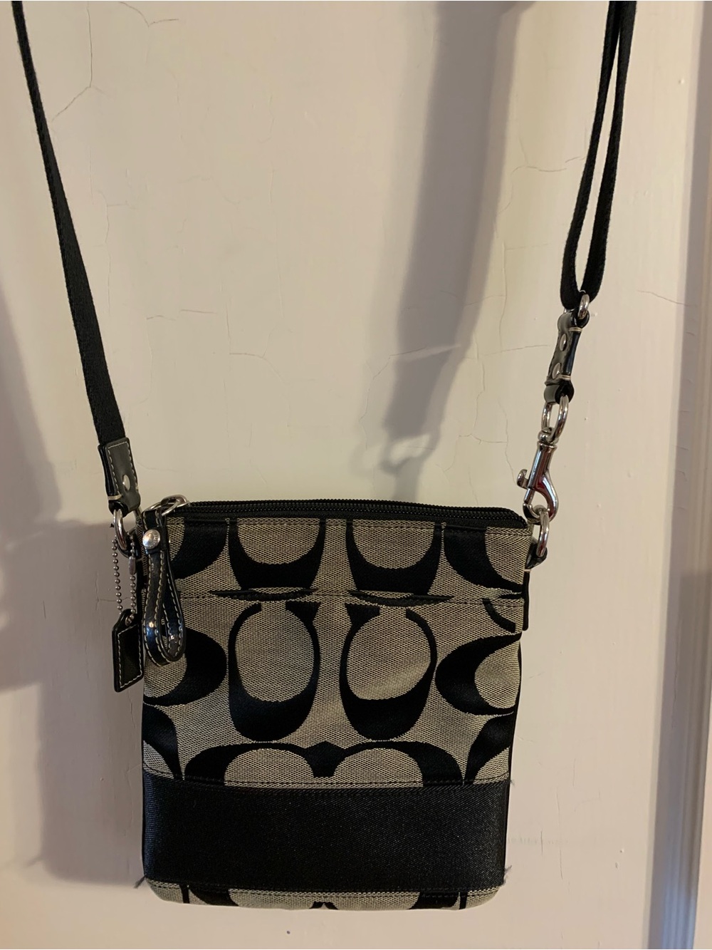Coach Black and Beige Signature Crossbody Bag